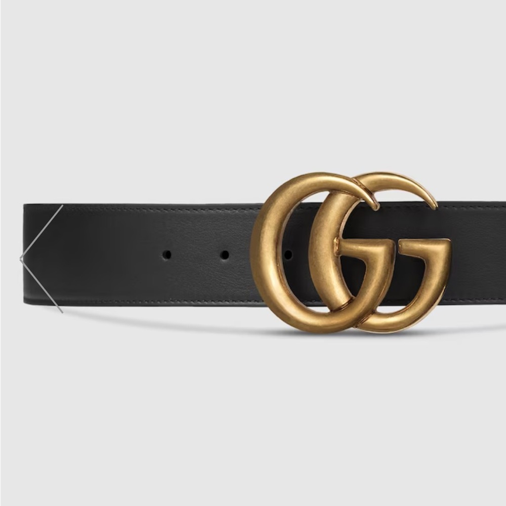 Gucci Black Leather Belt with Gold GG Buckle